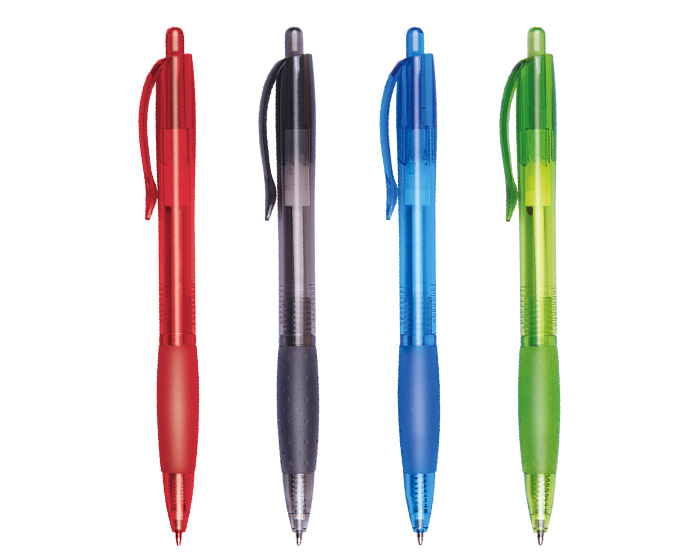 BOLIGRAFO DE PLASTICO TRANSPARENTE CON CLIP Y CUERPO EN COLOR C180